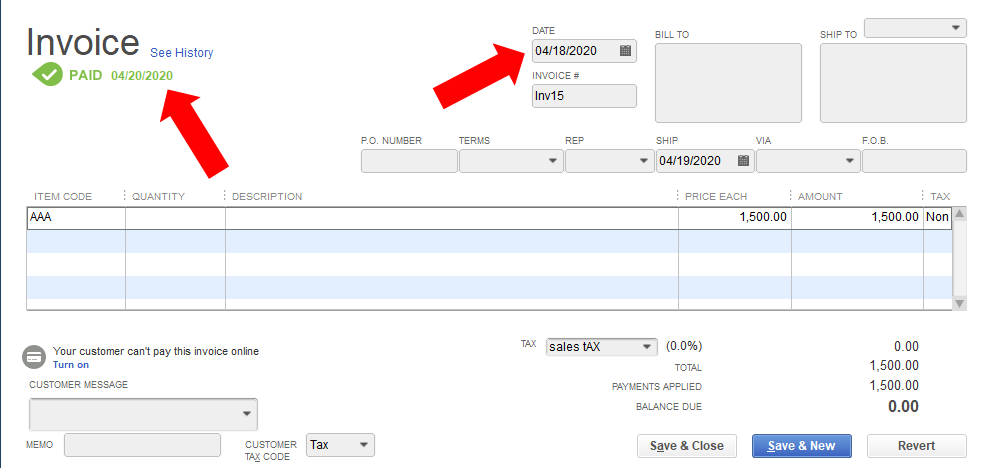 last year's invoices bill details 